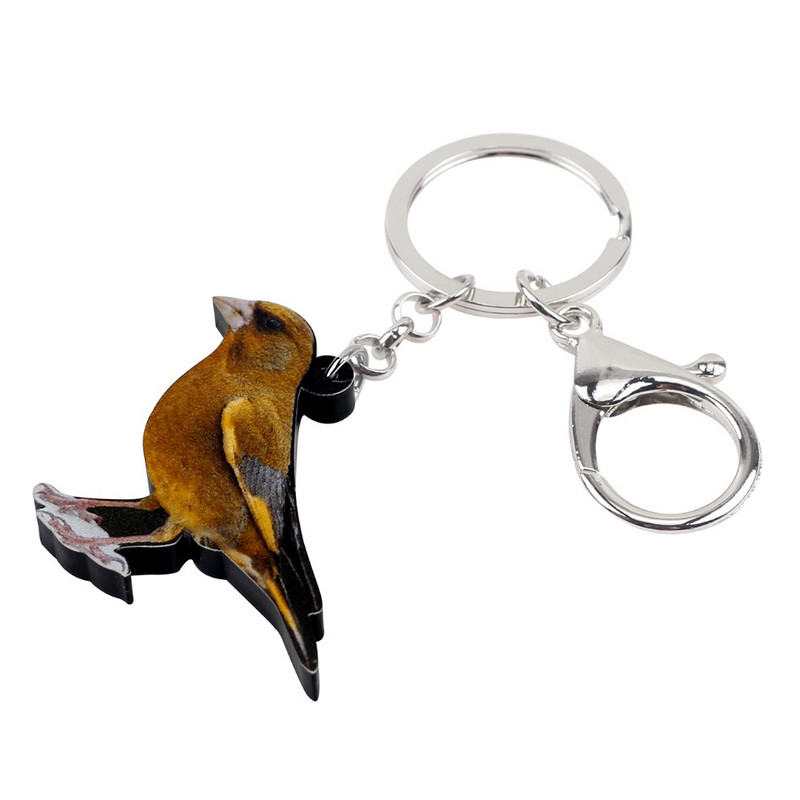 Bonsny Acrilic Moda Greenfinch Pasăre Breloc Brelocuri Inele Bijuterii Animale drăguțe Pentru Femei Fete Geanta Mașină Pandantiv Charms Cadou