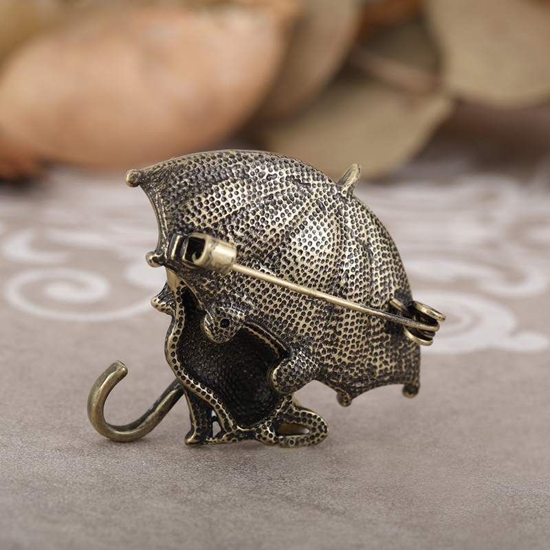 Blucome emailat pisici negre in forma de umbrela brose corsaj de culoare auriu anticat petrecere ocazional vii animale brosa ace Cadouri Bijoux