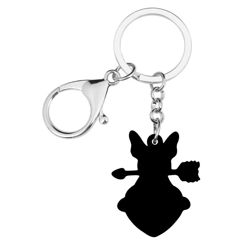 Bonsny Acrilic Ziua Îndrăgostiților Săgeată Inimă Bulldog Câine Breloc Animal Breloc Geantă Poșetă Mașină Breloc Pentru Femei Fată Cadou Adolescent