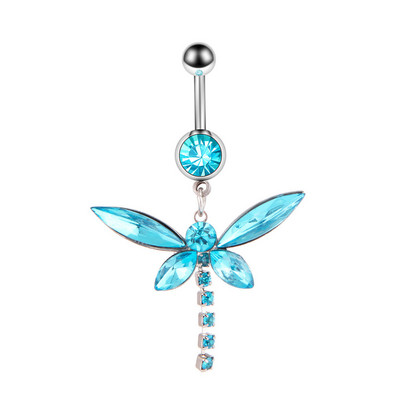 1/2 buc. Inel pentru buric fluture, cu cristal albastru, piercing la buric, piercing la buric cu fluture, drăguț, Ombligo