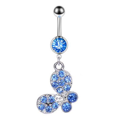 1/2 buc. Inel pentru buric fluture, cu cristal albastru, piercing la buric, piercing la buric cu fluture, drăguț, Ombligo