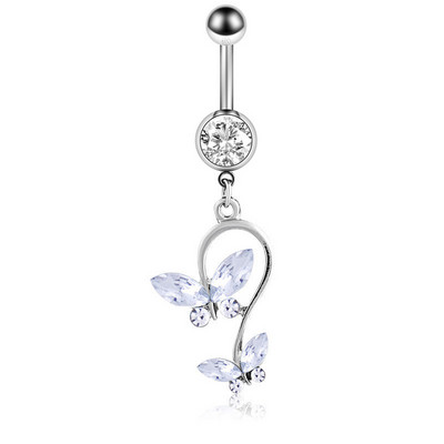 1/2 buc. Inel pentru buric fluture, cu cristal albastru, piercing la buric, piercing la buric cu fluture, drăguț, Ombligo