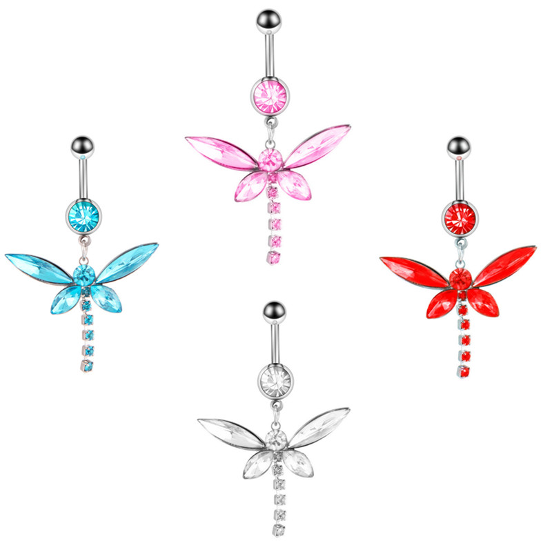 1/2 buc. Inel pentru buric fluture, cu cristal albastru, piercing la buric, piercing la buric cu fluture, drăguț, Ombligo