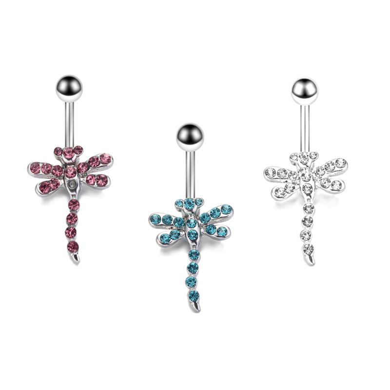 1/2 buc. Inel pentru buric fluture, cu cristal albastru, piercing la buric, piercing la buric cu fluture, drăguț, Ombligo