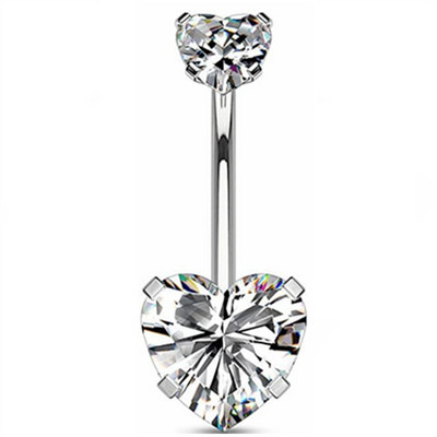 1/2 bucată piercing de cristal pentru buric 14G zircon inimă bară pentru buric drăguț bijuterii piercing buric cercel strălucitor pentru cartilaj