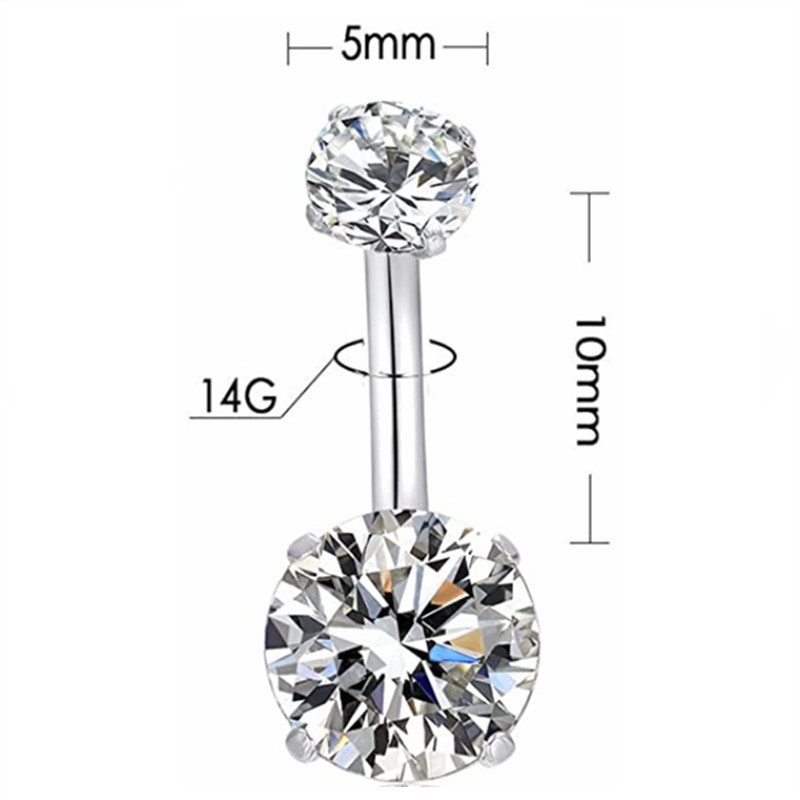 1/2 bucată piercing de cristal pentru buric 14G zircon inimă bară pentru buric drăguț bijuterii piercing buric cercel strălucitor pentru cartilaj