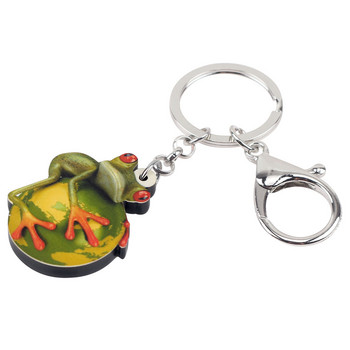 Bonsny Acrylic Cute Frog Earth Chains Keychains Holder Cartoon κοσμήματα ζώων δώρο για γυναίκες κορίτσια Εφηβική τσάντα πορτοφόλι μενταγιόν