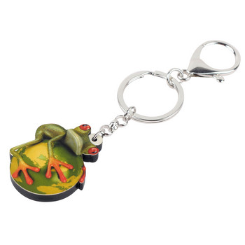 Bonsny Acrylic Cute Frog Earth Chains Keychains Holder Cartoon κοσμήματα ζώων δώρο για γυναίκες κορίτσια Εφηβική τσάντα πορτοφόλι μενταγιόν