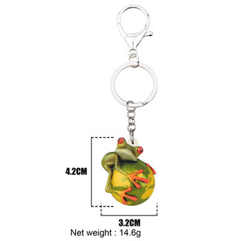 Bonsny Acrylic Cute Frog Earth Chains Keychains Holder Cartoon κοσμήματα ζώων δώρο για γυναίκες κορίτσια Εφηβική τσάντα πορτοφόλι μενταγιόν