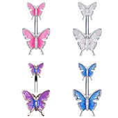 1Pc Bufferfly nakit za piercing na trbuhu 14G Set seksi prstena za pupak Prsten za pupak Body Piercing od ružičastog čelika od kirurškog čelika
