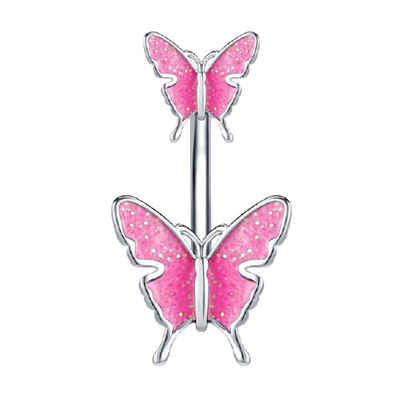 1Pc Bufferfly nakit za piercing na trbuhu 14G Set seksi prstena za pupak Prsten za pupak Body Piercing od ružičastog čelika od kirurškog čelika