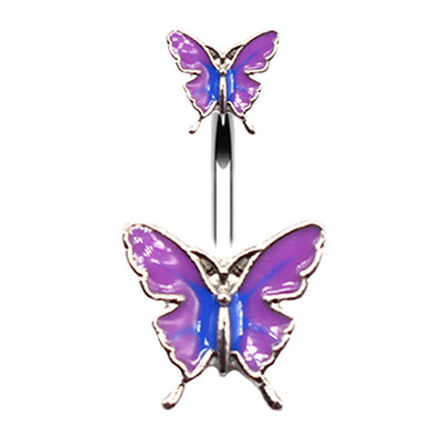 1Pc Bufferfly nakit za piercing na trbuhu 14G Set seksi prstena za pupak Prsten za pupak Body Piercing od ružičastog čelika od kirurškog čelika