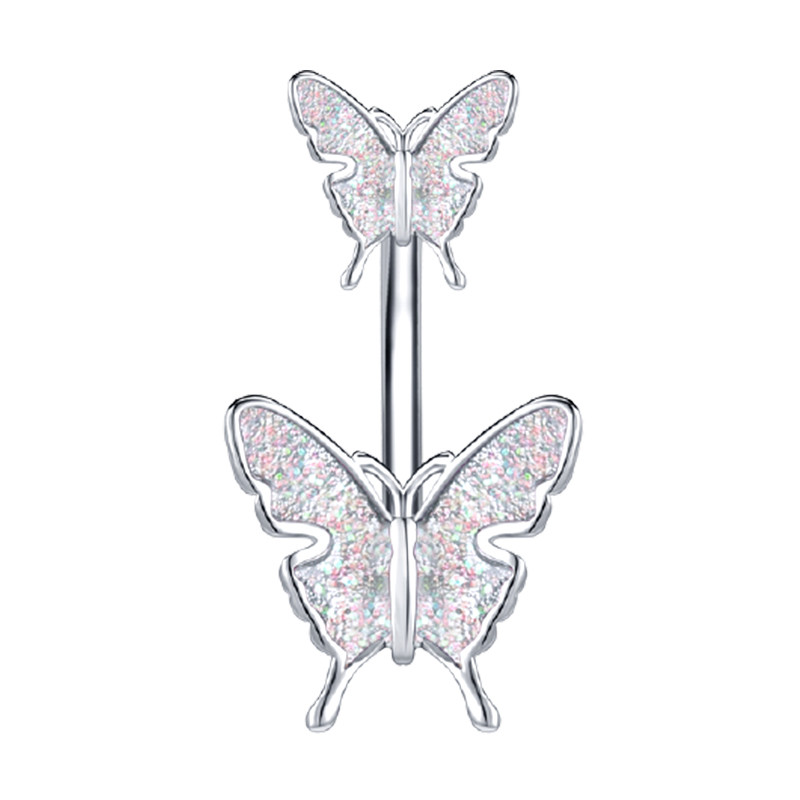 1Pc Bufferfly nakit za piercing na trbuhu 14G Set seksi prstena za pupak Prsten za pupak Body Piercing od ružičastog čelika od kirurškog čelika