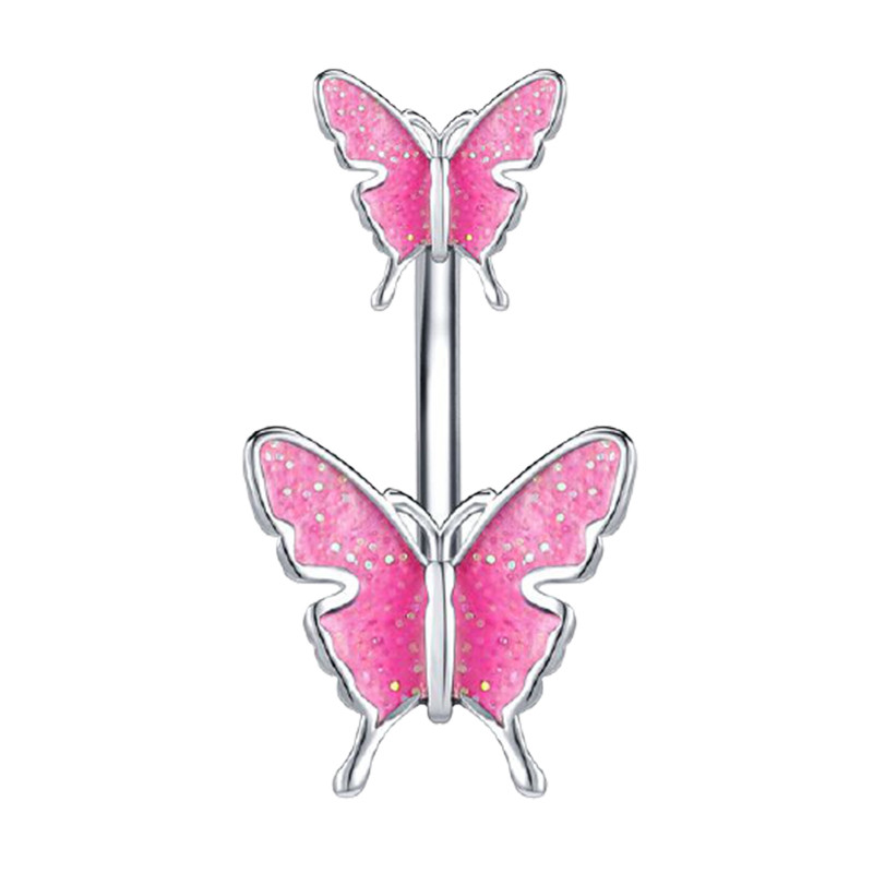 1Pc Bufferfly nakit za piercing na trbuhu 14G Set seksi prstena za pupak Prsten za pupak Body Piercing od ružičastog čelika od kirurškog čelika