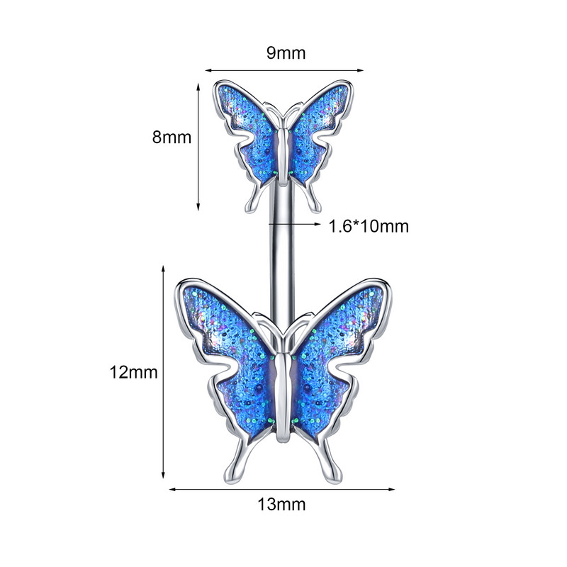 1Pc Bufferfly nakit za piercing na trbuhu 14G Set seksi prstena za pupak Prsten za pupak Body Piercing od ružičastog čelika od kirurškog čelika