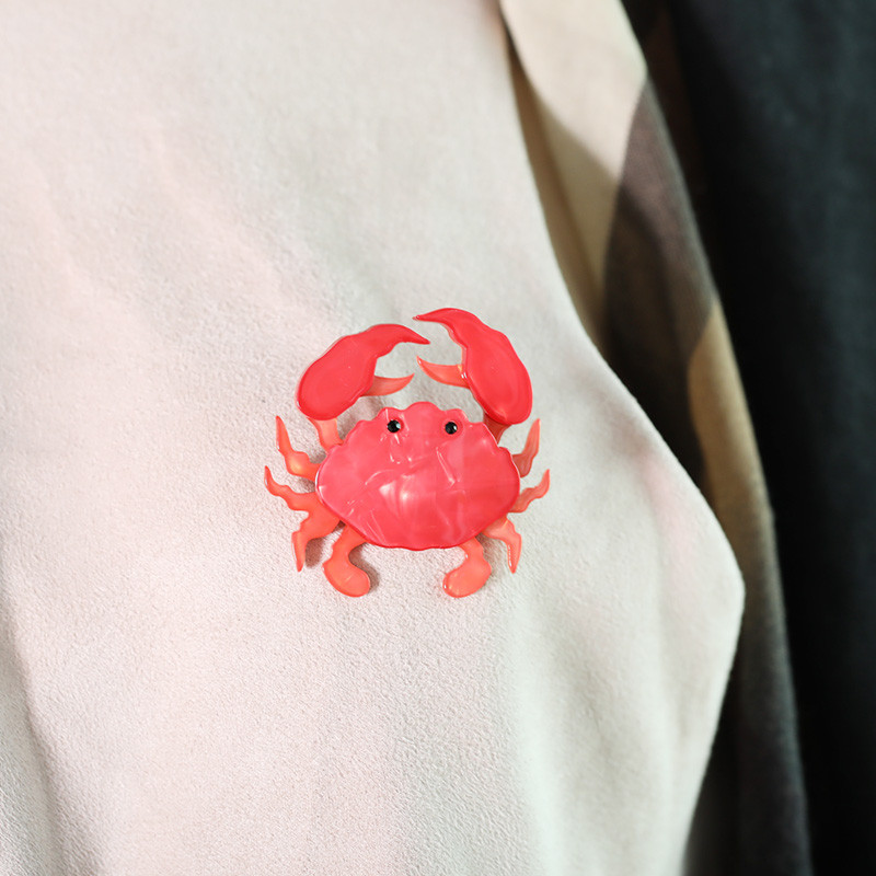 Blucome Acrilic Black Eye Red Crab Broșe pentru femei Copii Handmade Cadouri de petrecere de Crăciun Broșă Ace Pălării Accesoriu rochie