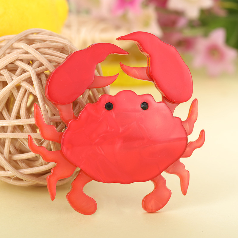 Blucome Acrilic Black Eye Red Crab Broșe pentru femei Copii Handmade Cadouri de petrecere de Crăciun Broșă Ace Pălării Accesoriu rochie