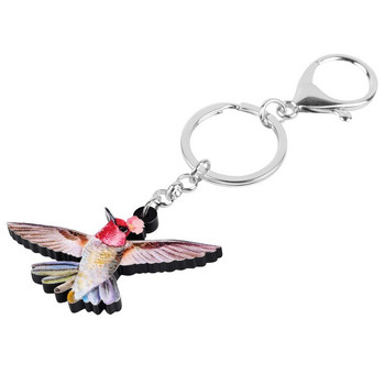 Newei Acrylic Flying Hummingbird Bird Keychains Big Cute Animal Keyring Jewelry for Women Kid Lover Festival Δώρο Τσάντα Διακόσμηση