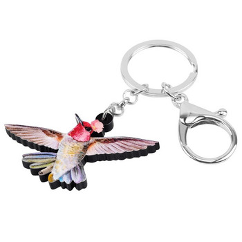 Newei Acrylic Flying Hummingbird Bird Keychains Big Cute Animal Keyring Jewelry for Women Kid Lover Festival Δώρο Τσάντα Διακόσμηση