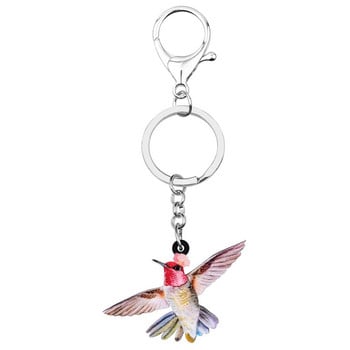 Newei Acrylic Flying Hummingbird Bird Keychains Big Cute Animal Keyring Jewelry for Women Kid Lover Festival Δώρο Τσάντα Διακόσμηση