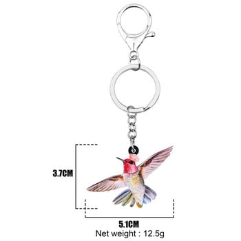 Newei Acrylic Flying Hummingbird Bird Keychains Big Cute Animal Keyring Jewelry for Women Kid Lover Festival Δώρο Τσάντα Διακόσμηση