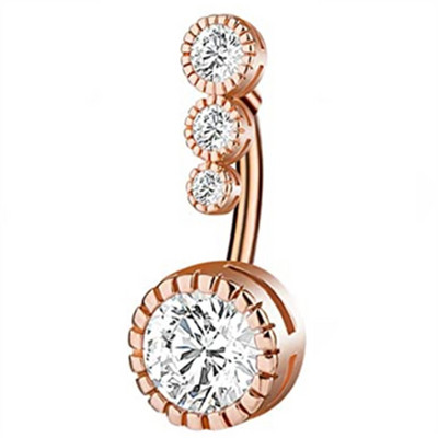 Inel de piercing pentru buric, din aur roz, cristal, 14G, oțel chirurgical, floarea-soarelui, piercing pentru buric, sexy, opal, bară de piercing pentru buric, Ombligo