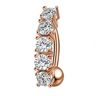 Inel de piercing pentru buric, din aur roz, cristal, 14G, oțel chirurgical, floarea-soarelui, piercing pentru buric, sexy, opal, bară de piercing pentru buric, Ombligo