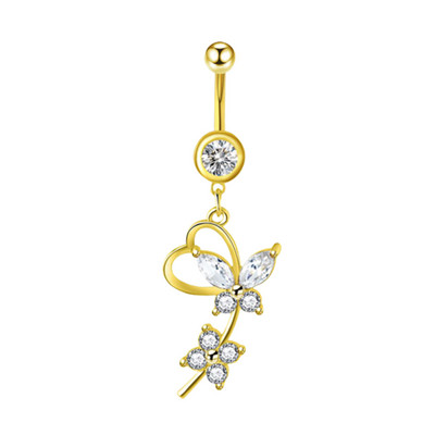 Coroană Inel pentru buric Aripă de înger Piercing pentru buric Inel sexy pentru piercing pentru buric Bar pentru flori pentru buric Piercing pentru buric Ombligo Dangle