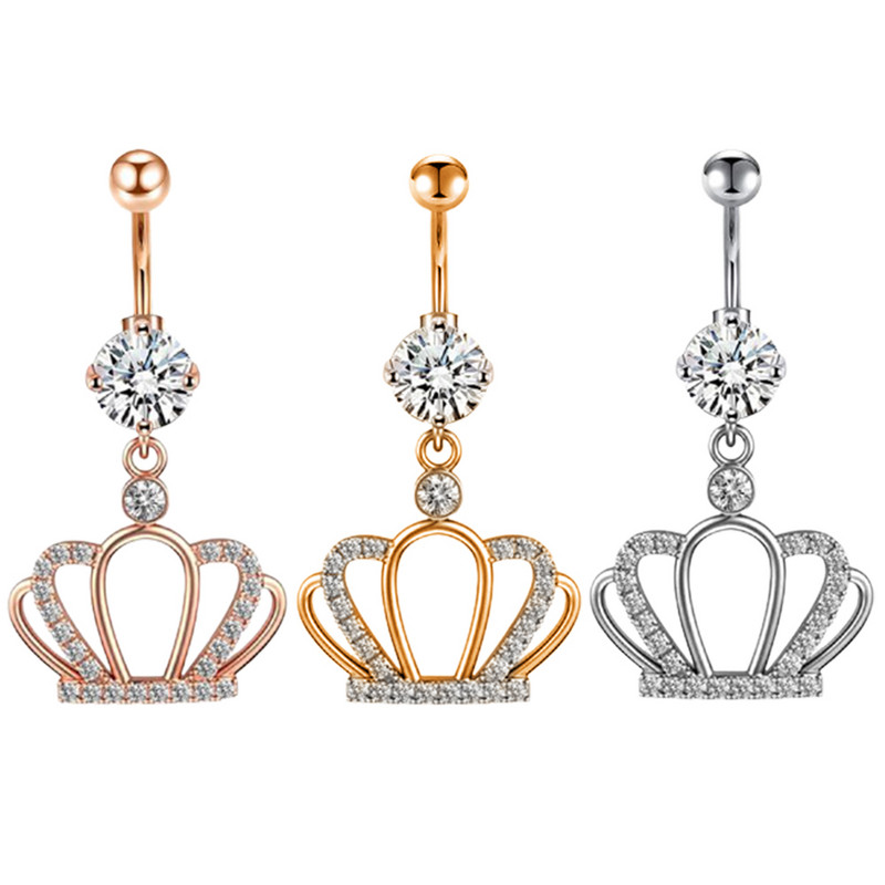 Coroană Inel pentru buric Aripă de înger Piercing pentru buric Inel sexy pentru piercing pentru buric Bar pentru flori pentru buric Piercing pentru buric Ombligo Dangle