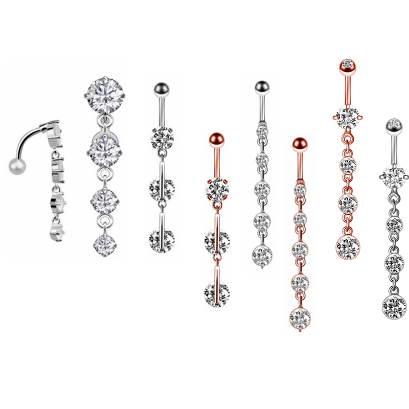 1/2 bucăți inel de piercing la buric din cristal din oțel chirurgical, drăguț cu zircon, piercing la buric, sexy, boho, inel pentru buric inel pentru corp.