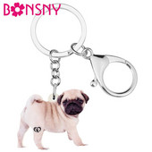 Bonsny acrilic drăguț pug câine breloc animale de companie breloc bijuterii pentru femei, copii, fete, la modă, cadou de aniversare, brelocuri, decorare pungă