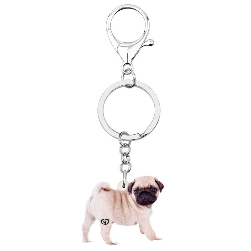 Bonsny acrilic drăguț pug câine breloc animale de companie breloc bijuterii pentru femei, copii, fete, la modă, cadou de aniversare, brelocuri, decorare pungă