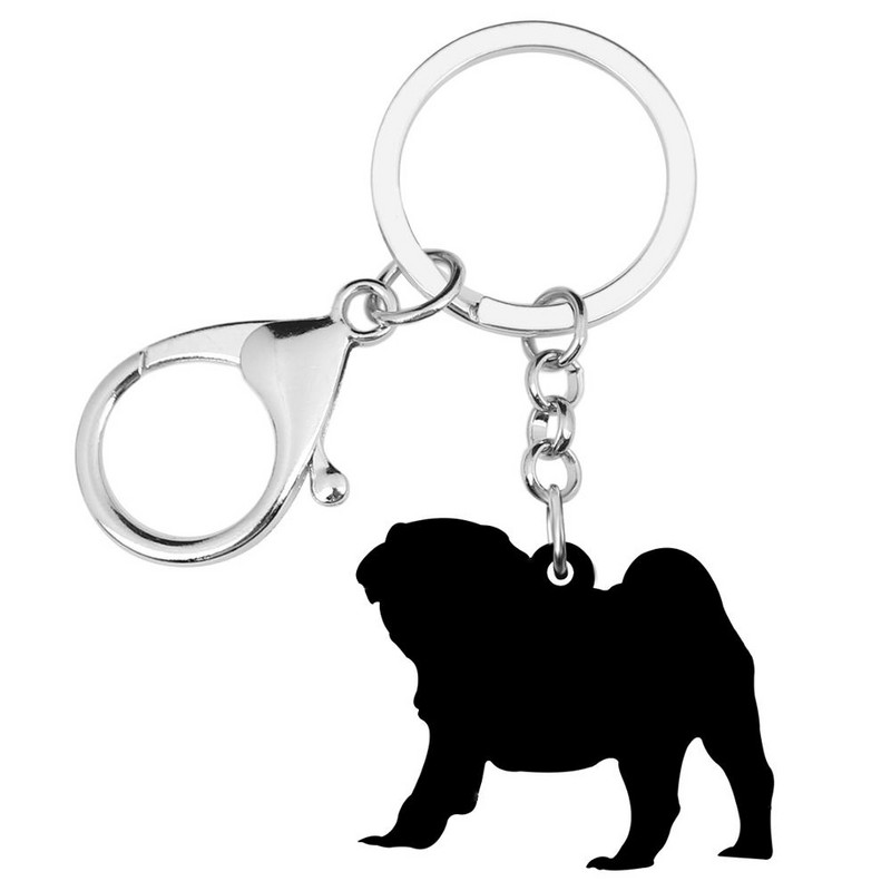 Bonsny acrilic drăguț pug câine breloc animale de companie breloc bijuterii pentru femei, copii, fete, la modă, cadou de aniversare, brelocuri, decorare pungă