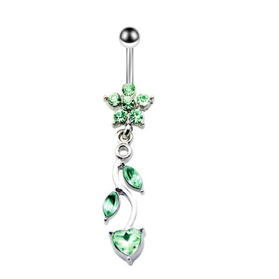 Inel de buric cu flori de trandafir din oțel inoxidabil Dangle 14G Inel de piercing floral pentru buric Inel drăguț de floare de lotus pentru buric Pircing Ombligo