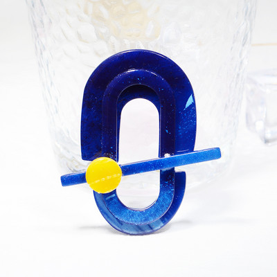 Blucome Design Nou Acrilic Blue Geometry Broșă Broșă Broșă de damă pentru haină Costum Geanta Hijab Laple Ace Badage Cadouri de Revelion