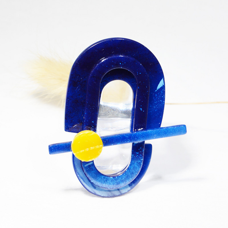 Blucome Design Nou Acrilic Blue Geometry Broșă Broșă Broșă de damă pentru haină Costum Geanta Hijab Laple Ace Badage Cadouri de Revelion