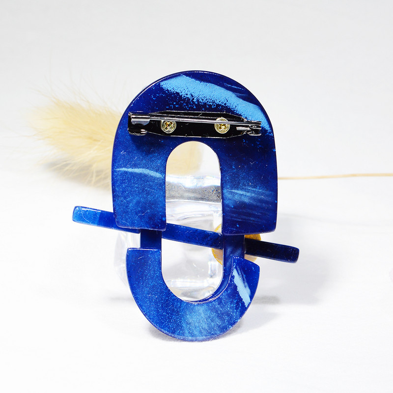 Blucome Design Nou Acrilic Blue Geometry Broșă Broșă Broșă de damă pentru haină Costum Geanta Hijab Laple Ace Badage Cadouri de Revelion