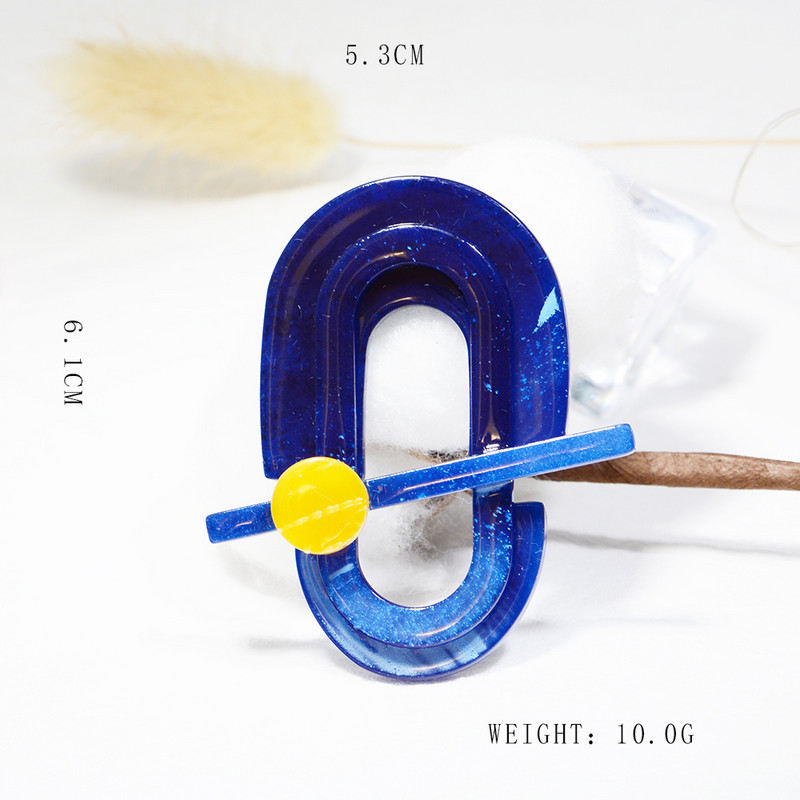 Blucome Design Nou Acrilic Blue Geometry Broșă Broșă Broșă de damă pentru haină Costum Geanta Hijab Laple Ace Badage Cadouri de Revelion