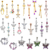 1/2 buc inel pentru buric fluture 14G oțel chirurgical inel piercing buric drăguț fluture bară pentru buric piercing la buric umbigo