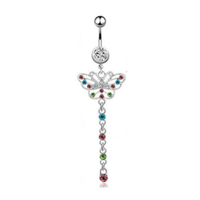 1/2 buc inel pentru buric fluture 14G oțel chirurgical inel piercing buric drăguț fluture bară pentru buric piercing la buric umbigo