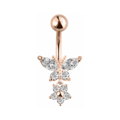 1/2 buc inel pentru buric fluture 14G oțel chirurgical inel piercing buric drăguț fluture bară pentru buric piercing la buric umbigo