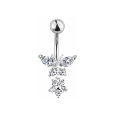 1/2 buc inel pentru buric fluture 14G oțel chirurgical inel piercing buric drăguț fluture bară pentru buric piercing la buric umbigo
