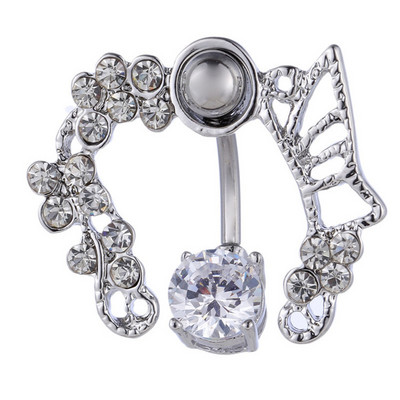 1/2 buc inel pentru buric fluture 14G oțel chirurgical inel piercing buric drăguț fluture bară pentru buric piercing la buric umbigo