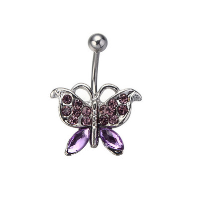 1/2 buc inel pentru buric fluture 14G oțel chirurgical inel piercing buric drăguț fluture bară pentru buric piercing la buric umbigo