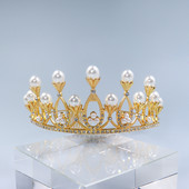 Noua Coefca Copii Coroana Bentita Fata Mireasa Coroana De Cristal Coafura Nunta Accesorii pentru petrecerea de aniversare Cadou de aniversare