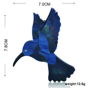 Blucome Fashion Blue Eagle Swallow Shape Брошки Естествена текстура Акрилна игла Бижута за момичета Жени Шапка Шал Палто Аксесоари