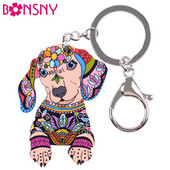 Bonsny Acrylic Statement kutyaékszerek tacskó kulcstartó kulcskarika Pom ajándék nőknek lányoknak táska báj kulcstartó medál ékszer