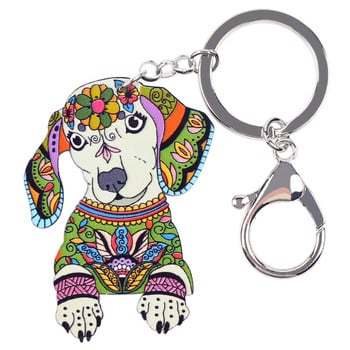 Bonsny Acrylic Statement Dog Jewelry Dachshund Μπρελόκ Μπρελόκ Δώρο για Γυναικεία Τσάντα Γούρι Μπρελόκ Κρεμαστό κόσμημα