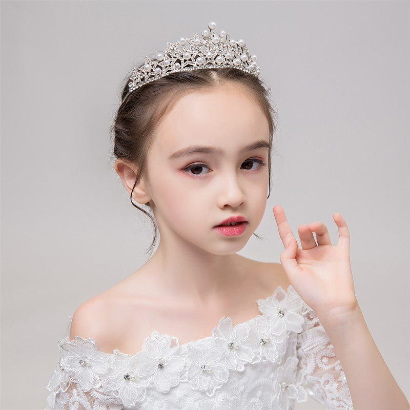 Coroană de prințesă elegantă în formă de lebădă, tiară de perle, ornament de păr cu strasuri, model de nuntă, model de podium de căptușeală lucrată manual