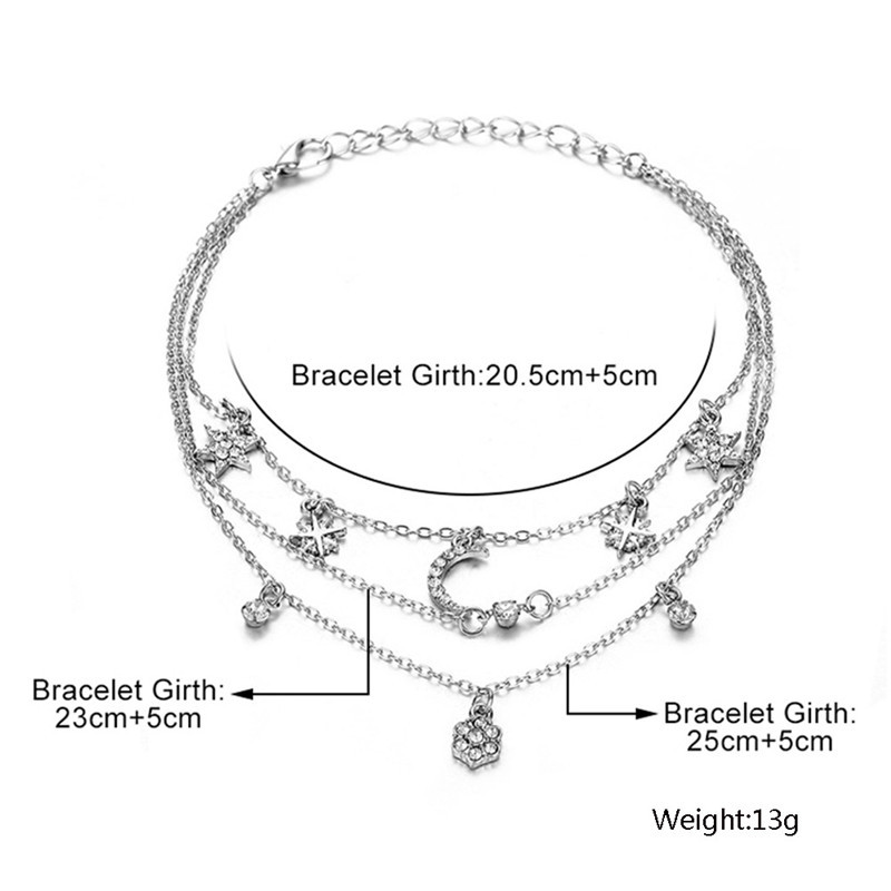 Huitan, la modă, gleznele cu mai multe straturi, pentru femei, cu cruce, inimă, stea, lună, farmece drăguțe, brățară de gleznă simplă și elegantă, lanțuri pentru picioare, bijuterii